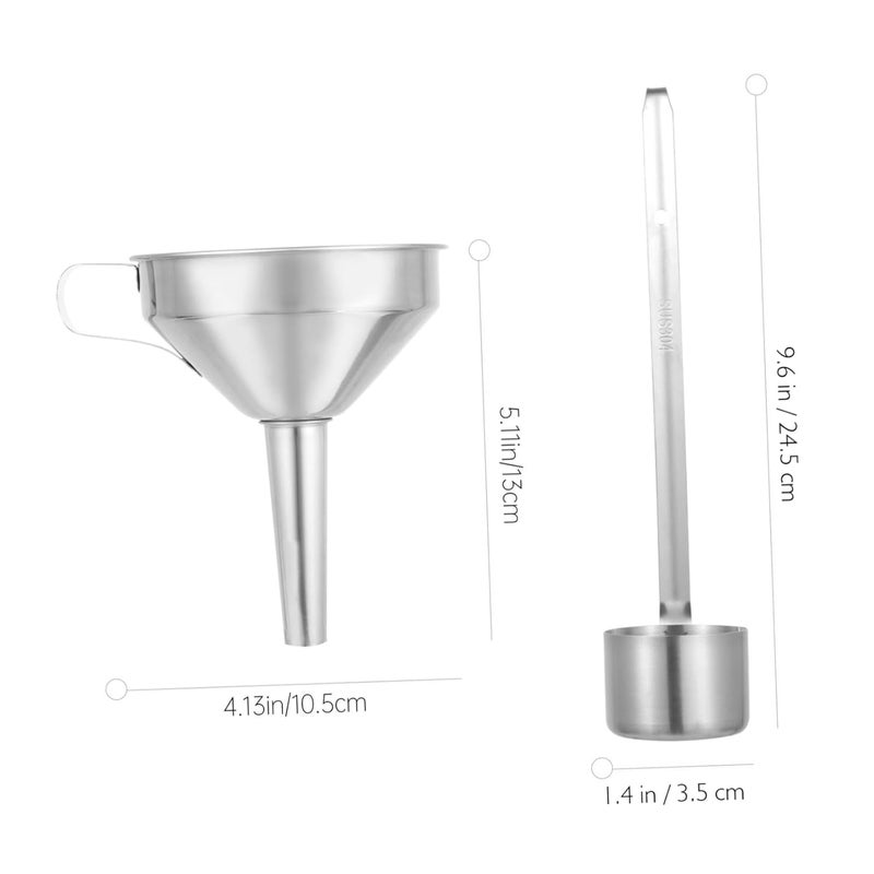 Stainless Steel Kitchen Funnel Ladle Set For Oil Wine And Sauce Filtering - Image 2
